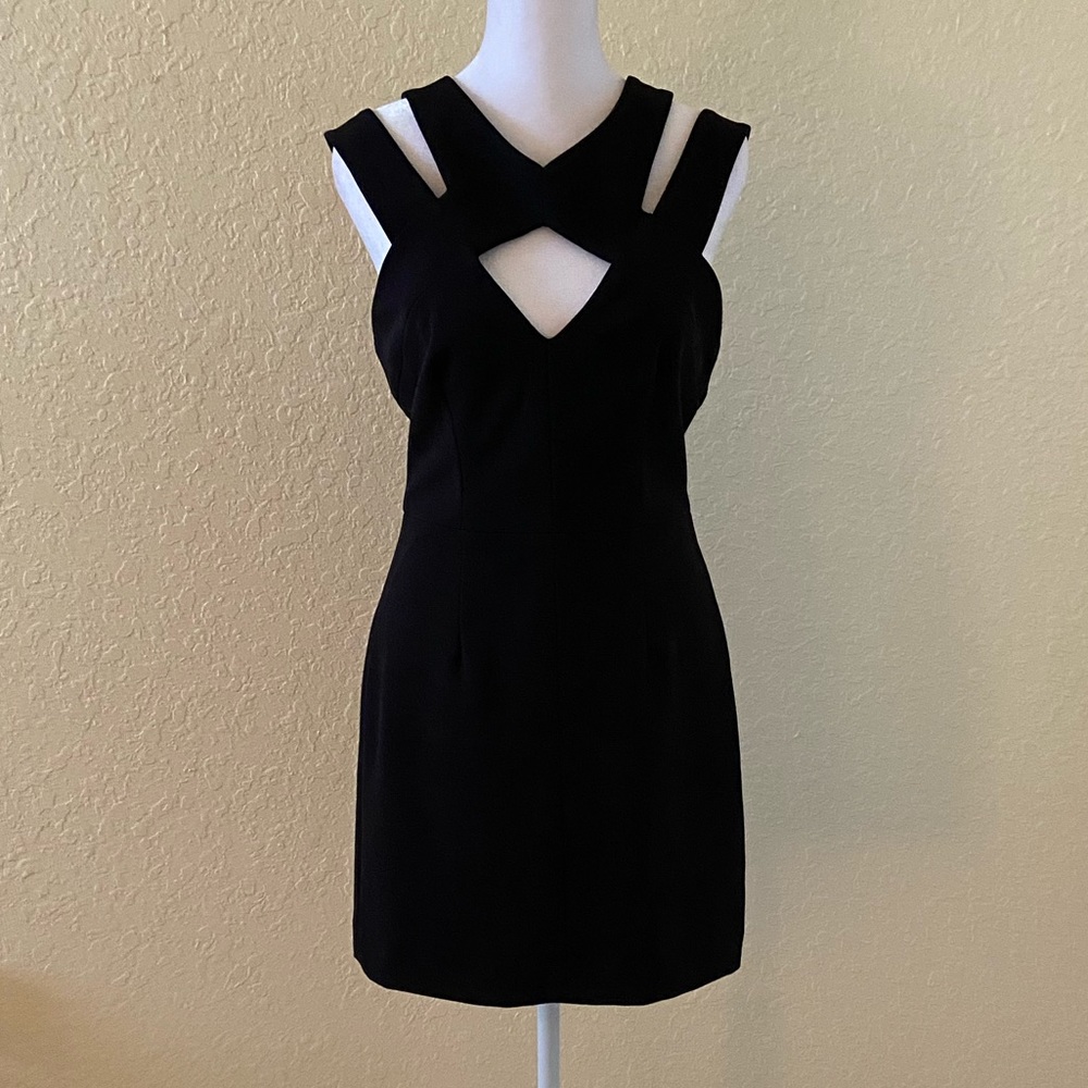 Betsey Johnson Black Cross Front Dress